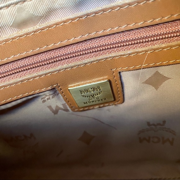 MCM Cognac Boston Satchel Tote Visetose Speedy Bag - Picture 9 of 9